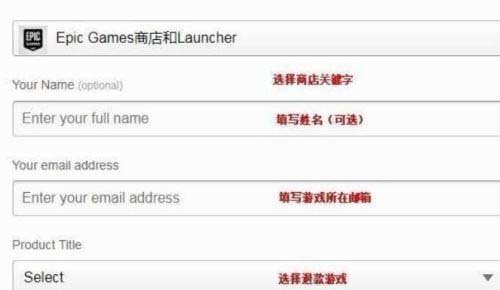 Epic退款申请表单填写示例